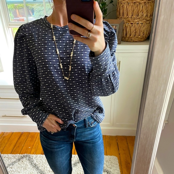 LOFT Tops - Loft dotted stripe puff sleeve sweatshirt.